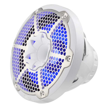 DS18 Hybrid Marine Speaker w/ Driver And RGB LEDs 10in 2-Way 450 Watts RMS 4 ohm White w/ Cover
