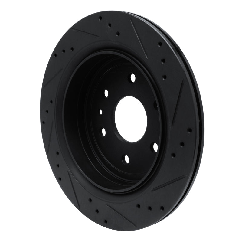 R1 Concepts R1 13-19 Cadillac XTS Rear Left Drilled & Slotted Black Brake Rotor