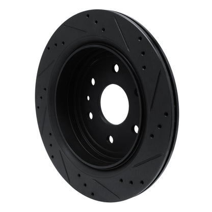 R1 Concepts R1 13-19 Cadillac XTS Rear Left Drilled & Slotted Black Brake Rotor