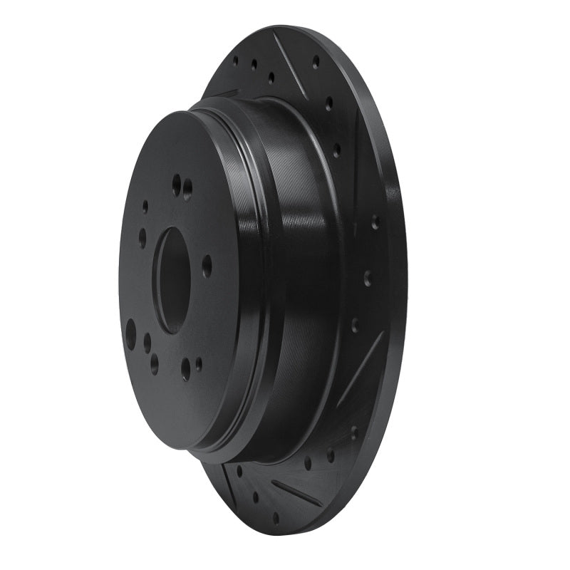 R1 Concepts R1 02-04 Honda Odyssey Rear Right Drilled & Slotted Black Brake Rotor