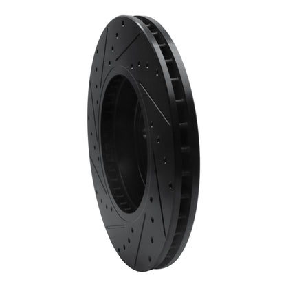 R1 Concepts R1 11-19 BMW ActiveHybrid 5 Front Right Drilled & Slotted Black Brake Rotor
