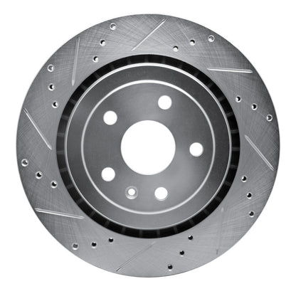 R1 Concepts R1 16-24 Cadillac ATS Rear Left Drilled & Slotted Silver Brake Rotor