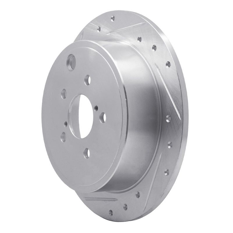 R1 Concepts R1 08-15 Subaru Impreza Rear Left Drilled & Slotted Silver Brake Rotor