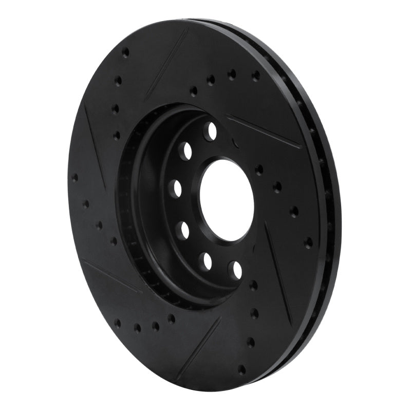 R1 Concepts R1 05-25 Audi A3 (Mexico) Front Right Drilled & Slotted Black Brake Rotor