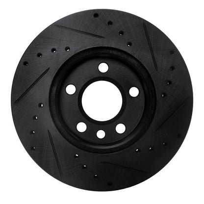 R1 Concepts R1 92-95 Volkswagen EuroVan Front Left Drilled & Slotted Black Brake Rotor