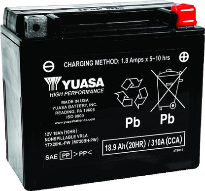 Yuasa Battery Yuasa YTX20HL-PW Maintenance Free AGM 12-Volt Battery