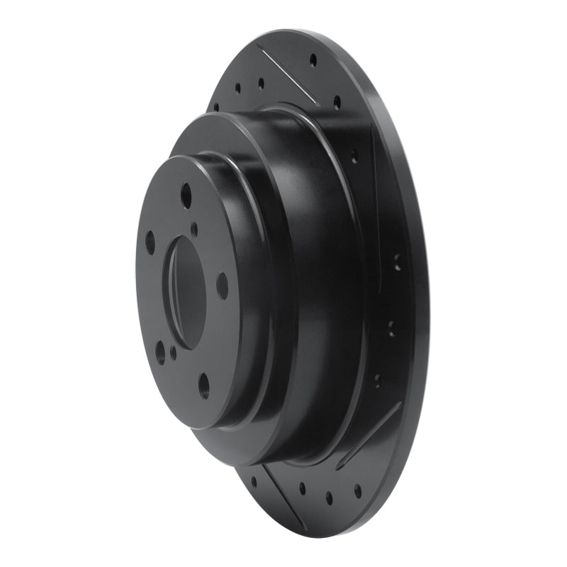 R1 Concepts R1 90-08 Saab 9-2X Rear Right Drilled & Slotted Black Brake Rotor