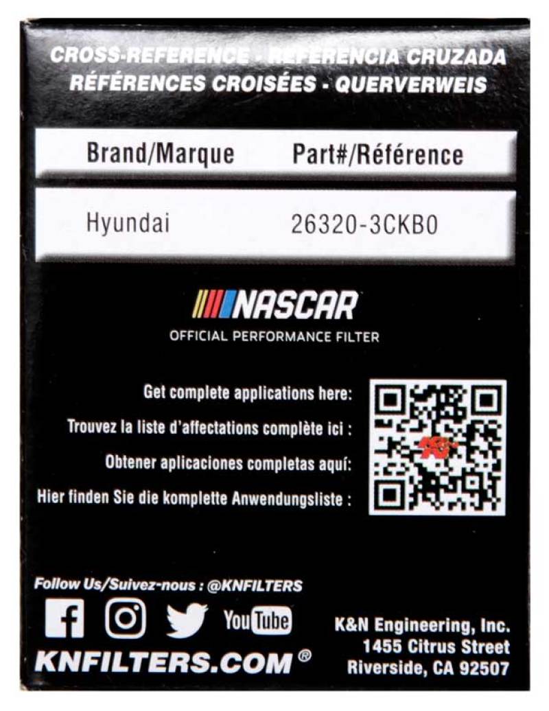 K&N Engineering K&N Performance Oil Filter for 15-16 Hyundai Genesis Sedan 3.8L V6