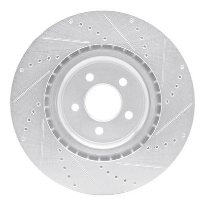 R1 Concepts R1 07-14 Ford Mustang Front Left Drilled & Slotted Silver Brake Rotor