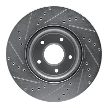 R1 Concepts R1 05-06 Pontiac GTO Front Right Drilled & Slotted Silver Brake Rotor