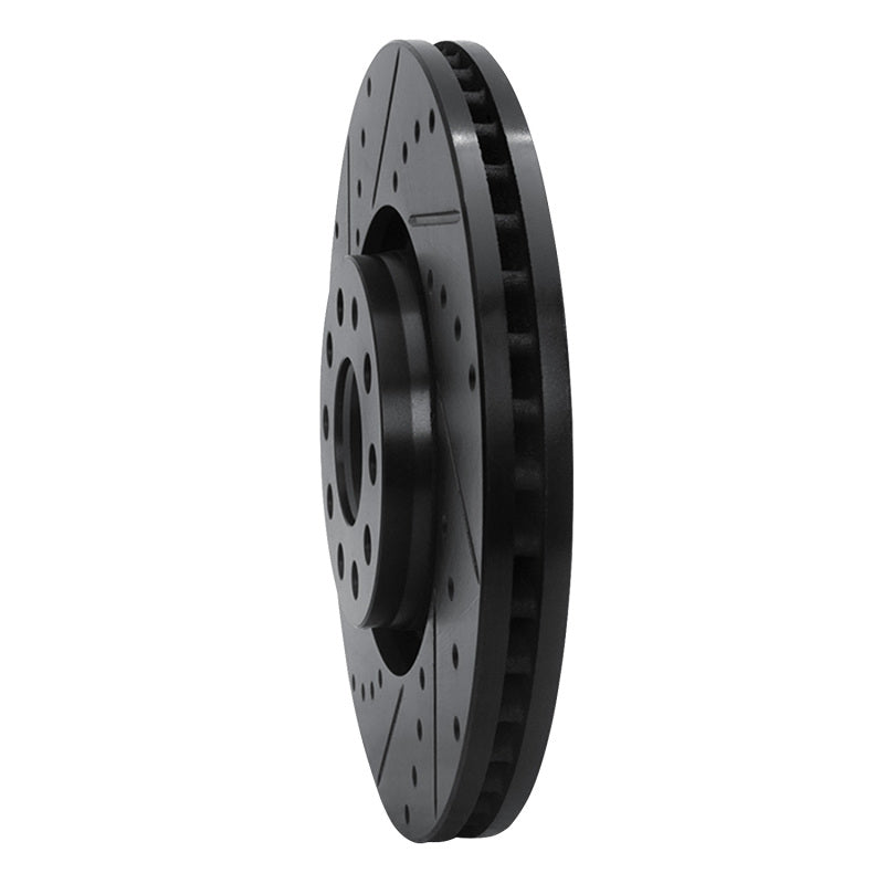 R1 Concepts R1 98-09 Audi A4 (Mexico) Front Left Drilled & Slotted Black Brake Rotor
