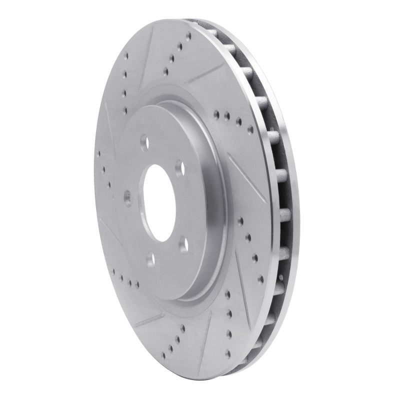 R1 Concepts R1 94-04 Ford Mustang Front Left Drilled & Slotted Silver Brake Rotor