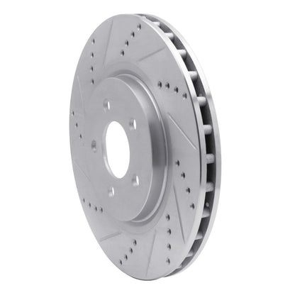 R1 Concepts R1 94-04 Ford Mustang Front Left Drilled & Slotted Silver Brake Rotor