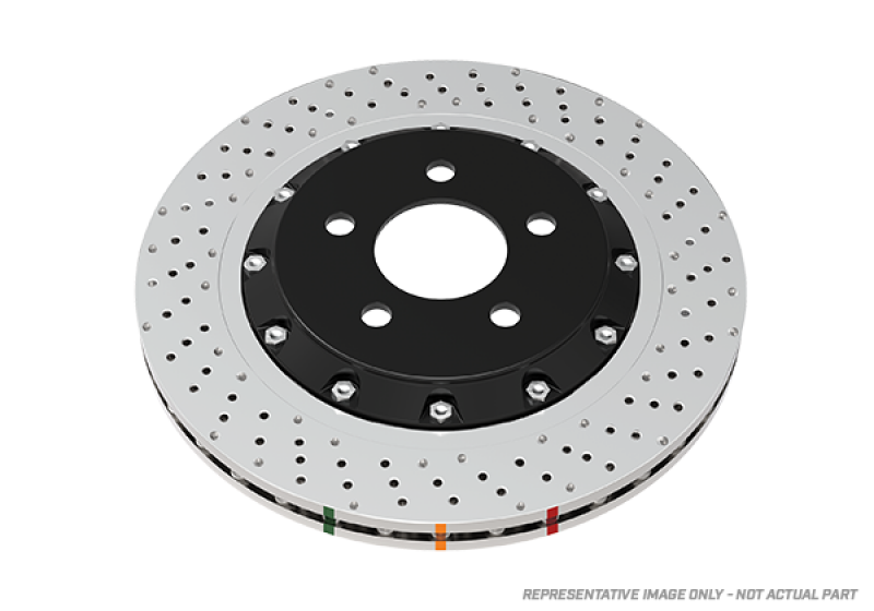 DBA 12-13 Volkswagen Golf R 2.0L Front 5000 Series Cross Drilled Rotor w/Silver Hat