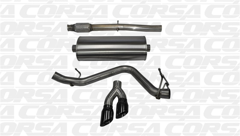 CORSA Performance Corsa 14-19 GMC Sierra/Chevy Silv 1500 Crew Cab/Std. Bed 5.3L V8 Black Sport Single Side CB Exhaust
