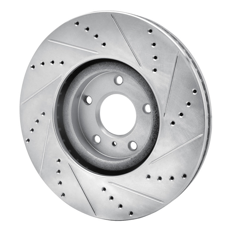 R1 Concepts R1 07-15 Infiniti G35 Front Left Drilled & Slotted Silver Brake Rotor
