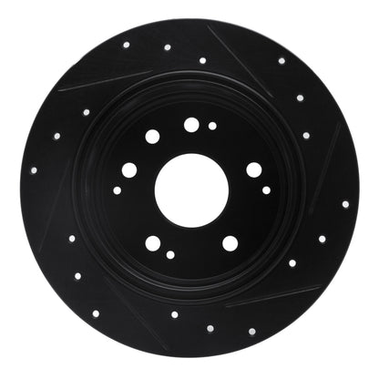 R1 Concepts R1 01-03 Acura CL Rear Left Drilled & Slotted Black Brake Rotor