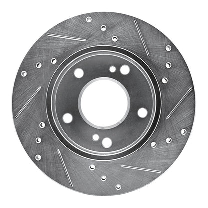 R1 Concepts R1 96-98 Nissan 240SX Front Left Drilled & Slotted Silver Brake Rotor