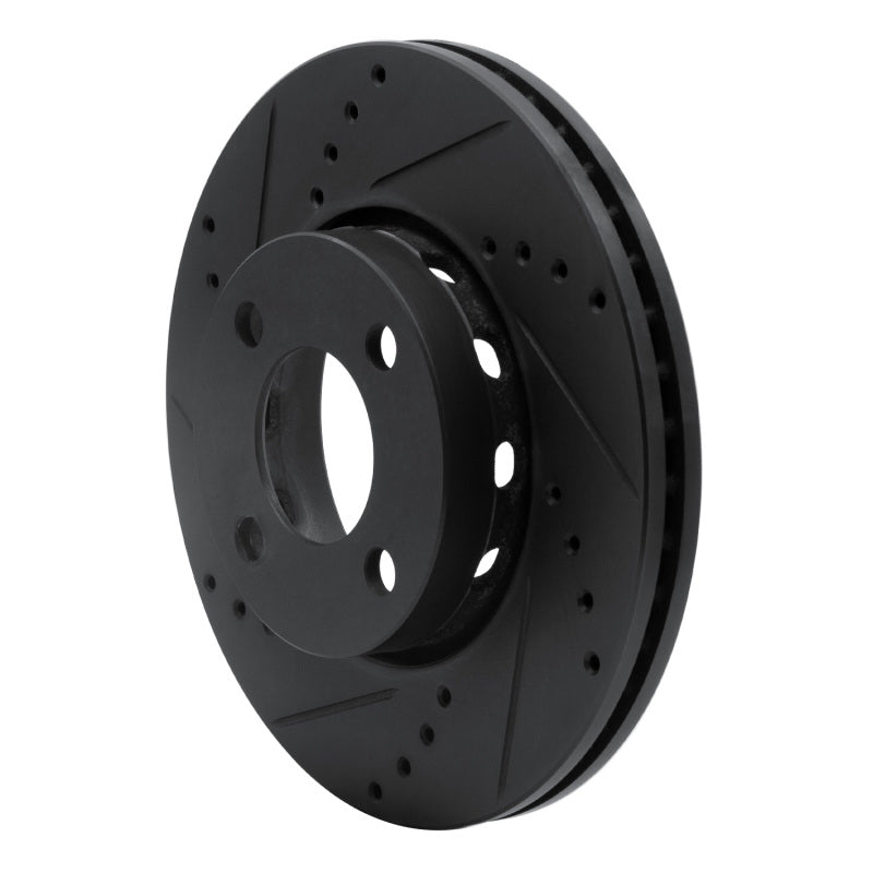 R1 Concepts R1 90-98 Audi Cabriolet Front Left Drilled & Slotted Black Brake Rotor