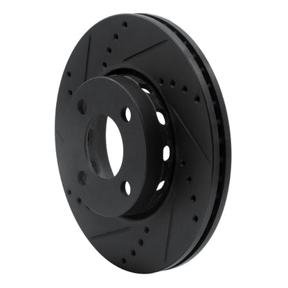 R1 Concepts R1 90-98 Audi Cabriolet Front Left Drilled & Slotted Black Brake Rotor