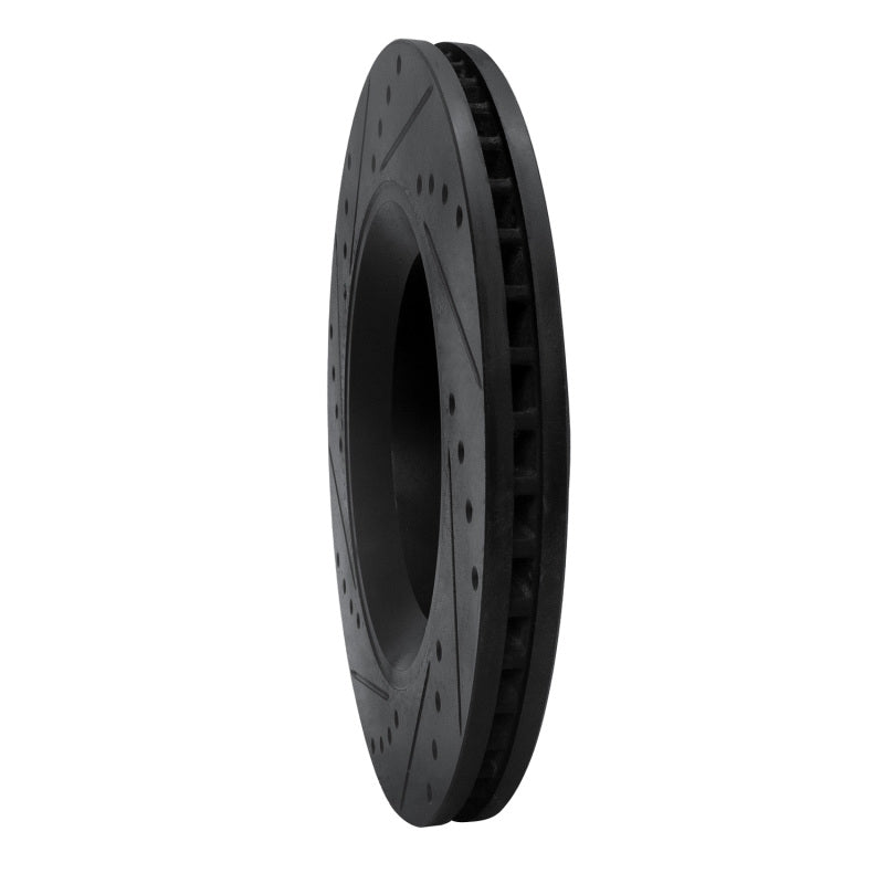R1 Concepts R1 12-18 Jeep Wrangler Front Right Drilled & Slotted Black Brake Rotor