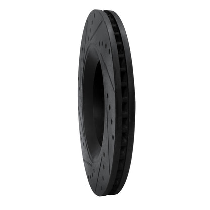 R1 Concepts R1 12-18 Jeep Wrangler Front Right Drilled & Slotted Black Brake Rotor