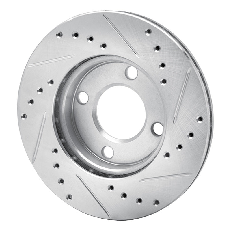 R1 Concepts R1 84-87 Audi 4000 Quattro Front Left Drilled & Slotted Silver Brake Rotor