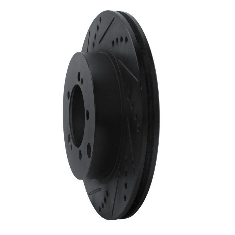 R1 Concepts R1 03-06 Mitsubishi Lancer Rear Left Drilled & Slotted Black Brake Rotor