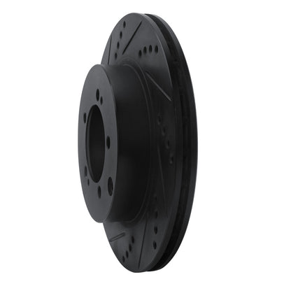 R1 Concepts R1 03-06 Mitsubishi Lancer Rear Left Drilled & Slotted Black Brake Rotor