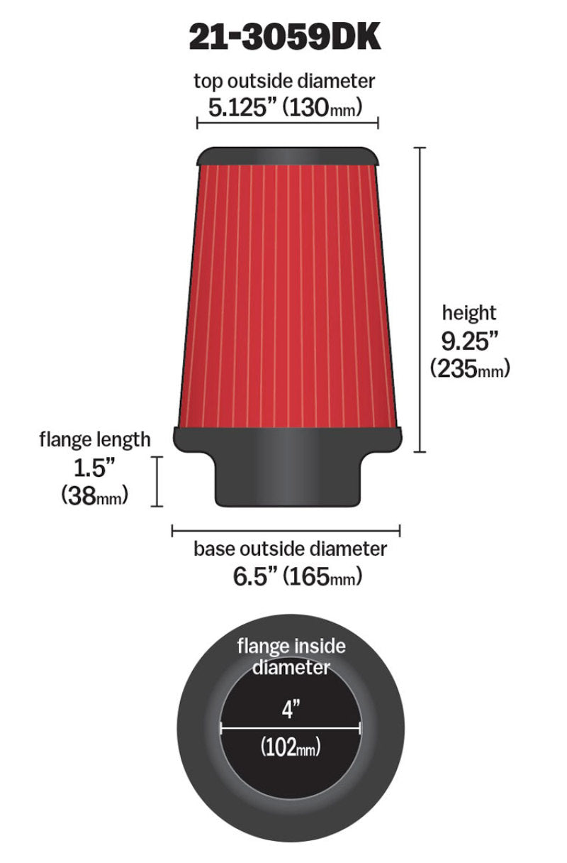 AEM Induction AEM 4 in x 9 in x 1 in Dryflow Element Filter