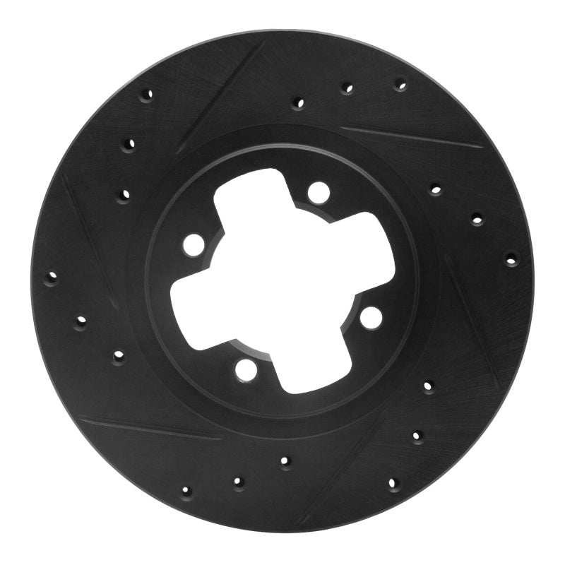 R1 Concepts R1 81-88 Nissan Maxima Front Left Drilled & Slotted Black Brake Rotor