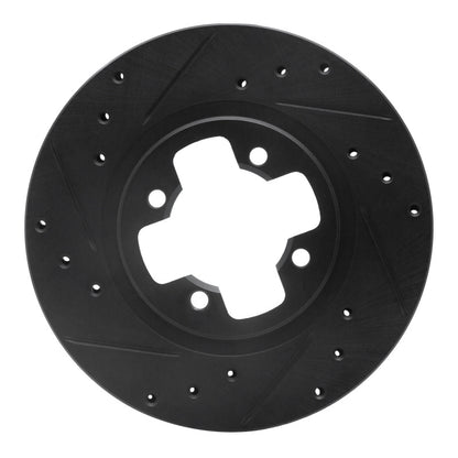 R1 Concepts R1 81-88 Nissan Maxima Front Left Drilled & Slotted Black Brake Rotor