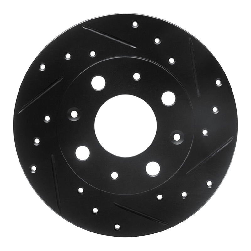 R1 Concepts R1 79-83 Honda Civic Front Right Drilled & Slotted Black Brake Rotor