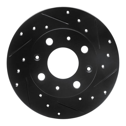 R1 Concepts R1 79-83 Honda Civic Front Right Drilled & Slotted Black Brake Rotor