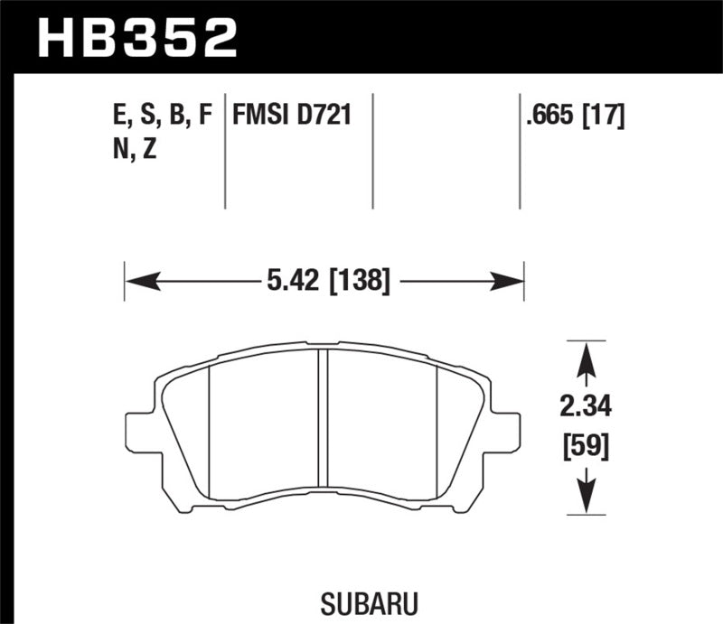 Hawk Performance Hawk 02-03 WRX / 98-01 Impreza / 97-02 Legacy 2.5L / 98-02 Forester 2.5L D721 HPS Street Front Brake