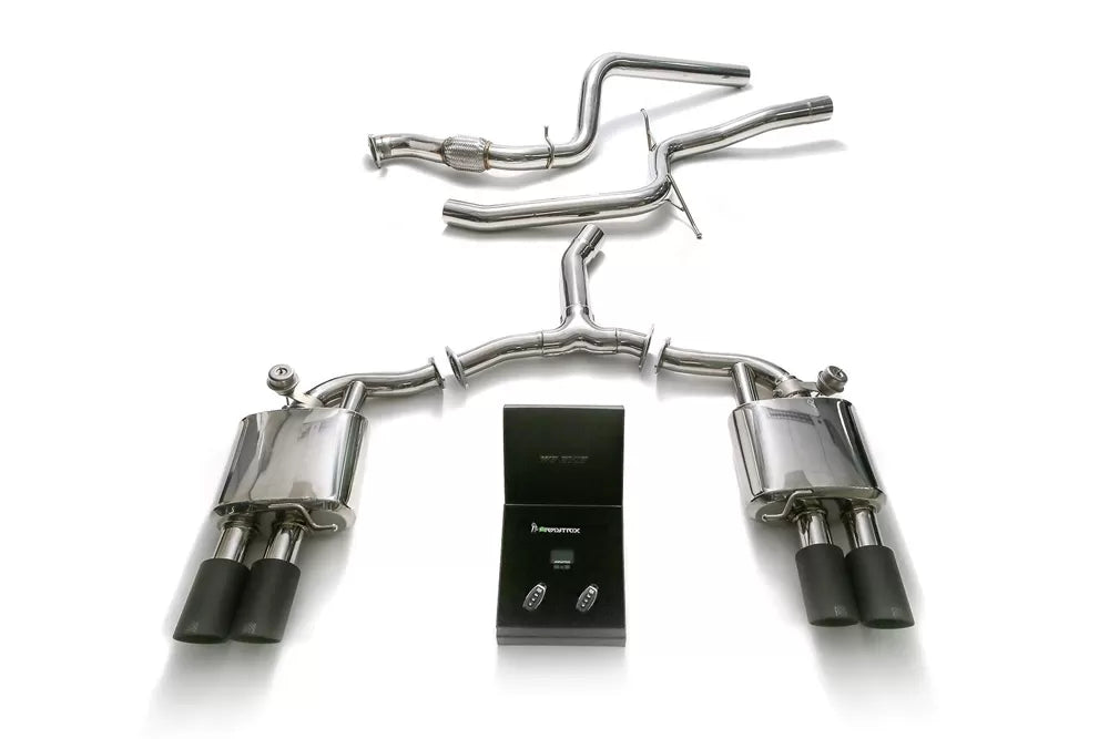 Armytrix Valvetronic Exhaust System Audi A5 B9 Sportback with Matte Black Tips