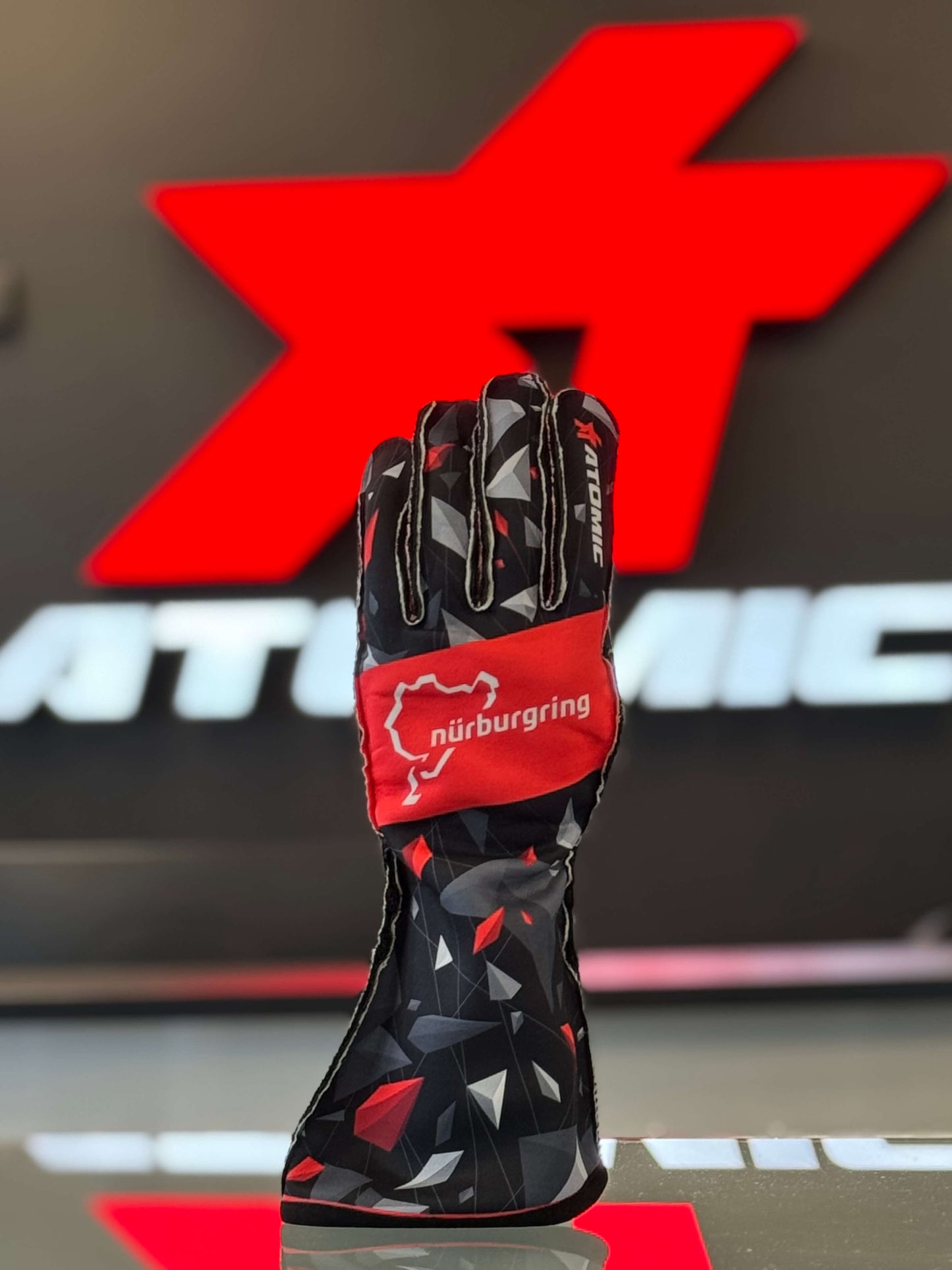 ARD R82-500-L RACING GLOVES ATOMIC NURBURGRING EDITION FIA 8856-2018 BLACK/RED SIZE L (OFFICIALLY LICENSED NURBURGRING PRODUCT)