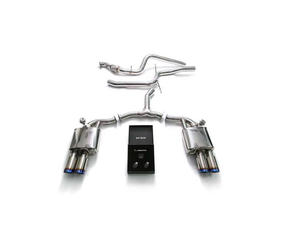 Armytrix Stainless Steel Valvetronic Exhaust System Audi A4 B9 with Blue Coated Tips
