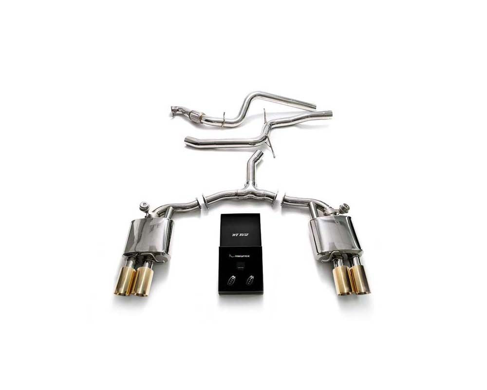 Armytrix Stainless Steel Valvetronic Exhaust System Audi A4 B9 with Gold Tips