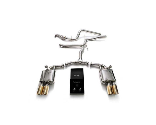 Armytrix Stainless Steel Valvetronic Exhaust System Audi A4 B9 with Gold Tips