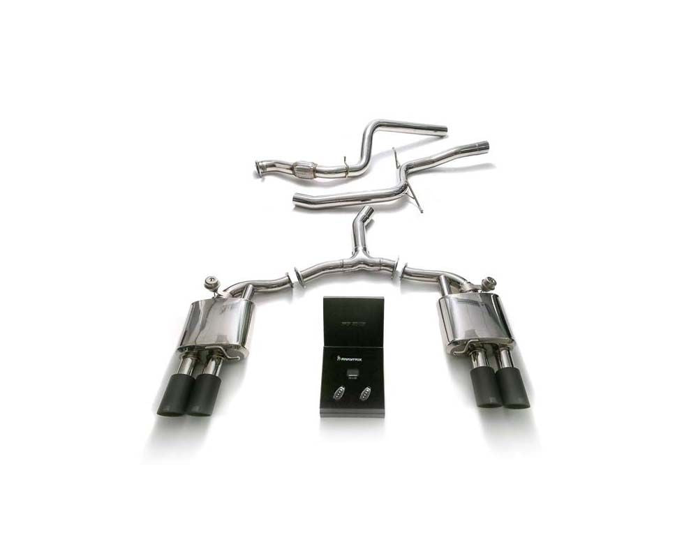 Armytrix Stainless Steel Valvetronic Exhaust System Audi A4 B9 with Matte Black Tips