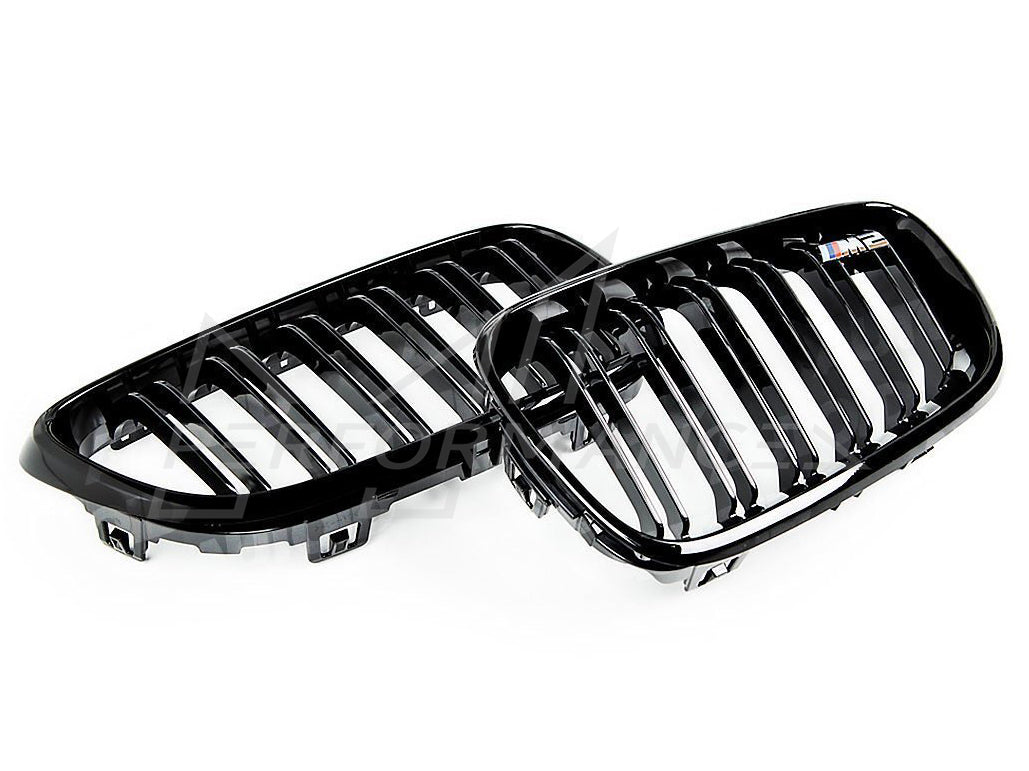AUTOID BMW F22 F23 F87 Gloss Black Kidney Grilles (Inc. 218d, M235i, M240i & M2)