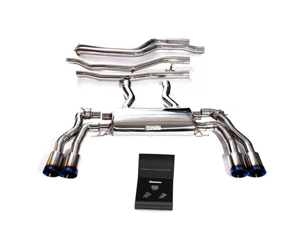 Armytrix Valvetronic Exhaust System BMW F98 X4M with Blue Coated Tips