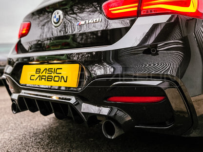 Basic Carbon BMW 1 Series F20 F21 LCI Aggressive Style Gloss Black Rear Diffuser (Inc. 120d, 125i & M140i)