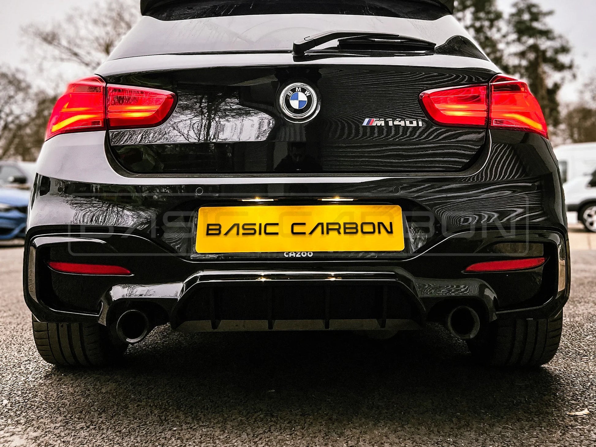 Basic Carbon BMW 1 Series F20 F21 LCI Aggressive Style Gloss Black Rear Diffuser (Inc. 120d, 125i & M140i)