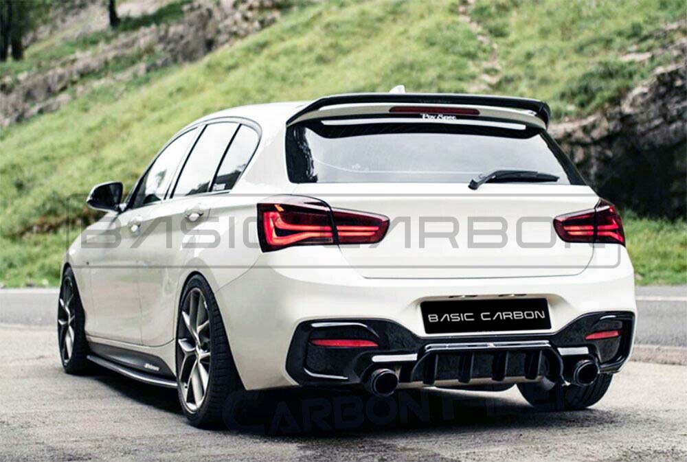 Basic Carbon BMW 1 Series F20 F21 LCI Aggressive Style Gloss Black Rear Diffuser (Inc. 120d, 125i & M140i)