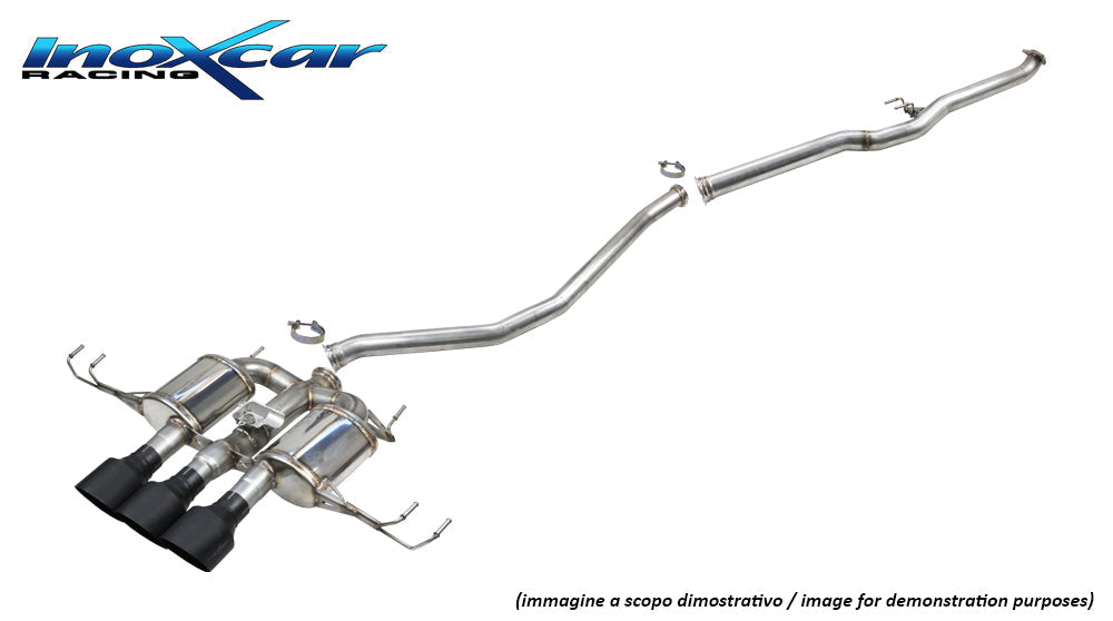 InoXcar CATBACK.HOCI.14.114CBLACK Honda Civic FL5 Direct Central Pipe + Rear Silencer With Central En Pipe 3 X Diam. 114 Racing Black Ceramic + Valve Assembly With Original Electric Engine