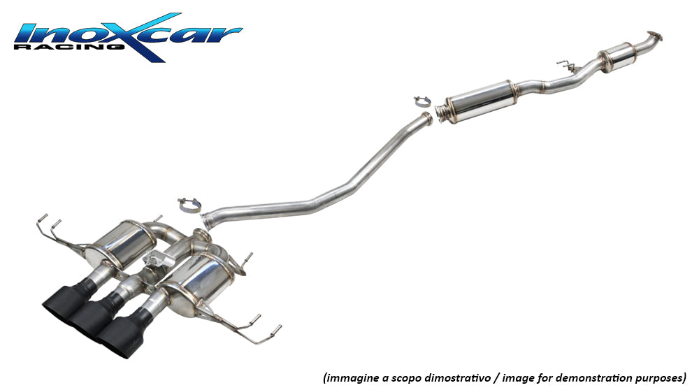 InoXcar CATBACK.HOCI.15.114CBLACK Honda Civic FL5 Central Pipe With Silencer + Rear Silencer With Central En Pipe 3 X Diam. 114 Racing Black Ceramic + Valve Assembly With Original Electric Engine