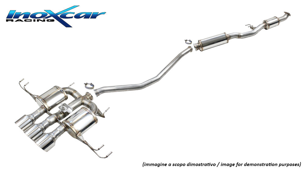 InoXcar CATBACK.HOCI.14.114R Honda Civic FL5 Direct Central Pipe + Rear Silencer With Central En Pipe 3 X Diam. 114 Racing + Valve Assembly With Original Electric Engine