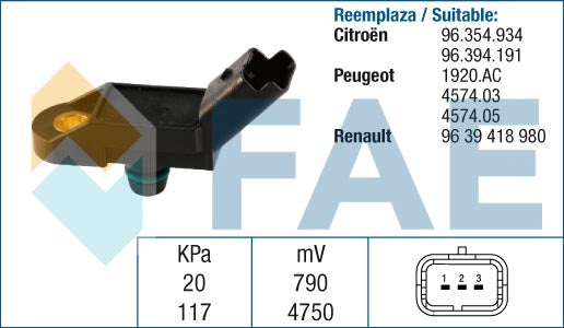 FAE AE15011 Intake Manifold Pressure Sensor